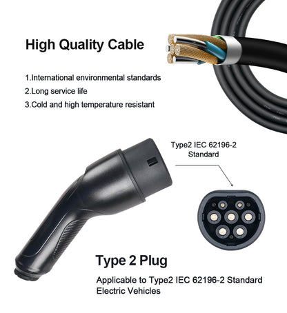 BlackCharge® 3.0 Max Mobiele EV Lader | 3,7kW – 7,4kW – 11kW | Type 2 | Waterdicht IP66 | 5/7/10 meter - BlackCharge 3.7kW / 5 meter / Excl. verloopstekkers