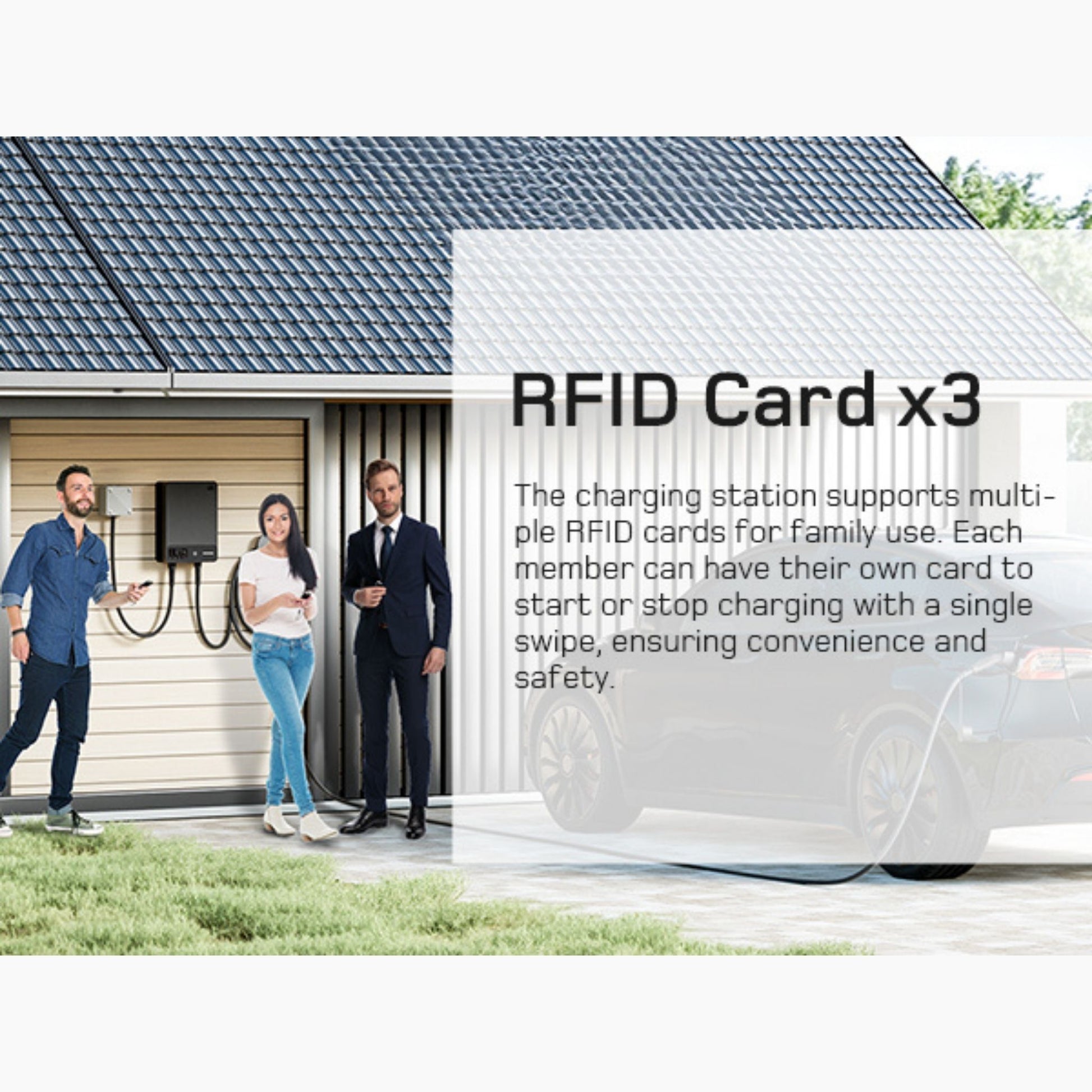 Wallbox Home 7,4 kW – Slimme EV Lader met App & RFID | Type 2 | Zwart/Wit - BlackCharge 5 meter / Zwart