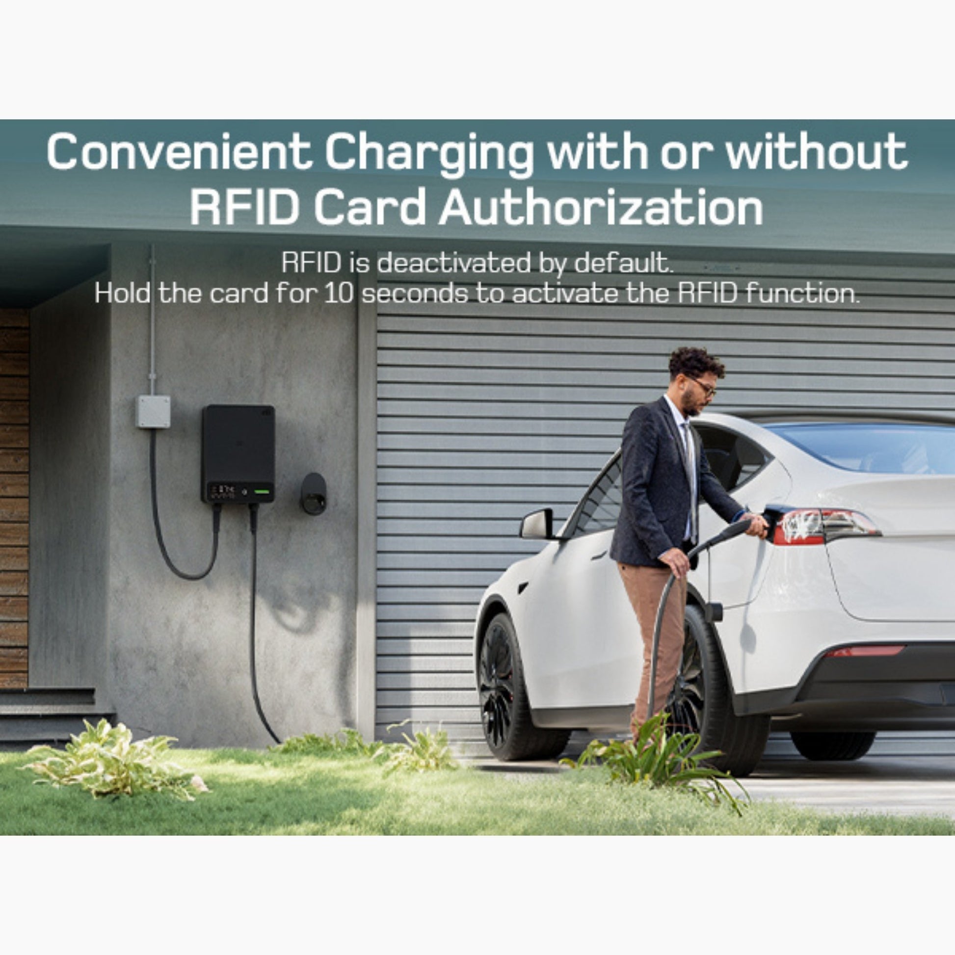 Wallbox Home 7,4 kW – Slimme EV Lader met App & RFID | Type 2 | Zwart/Wit - BlackCharge 5 meter / Zwart