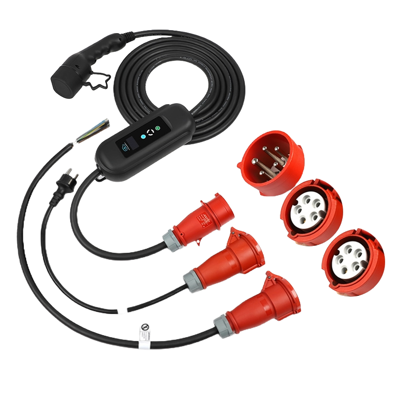 BlackCharge® 3.0 Mobiele EV Krachtstroomlader | Type 2 naar CEE 11 kW – Instelbaar & Weerbestendig – Met LCD-display & Timerfunctie