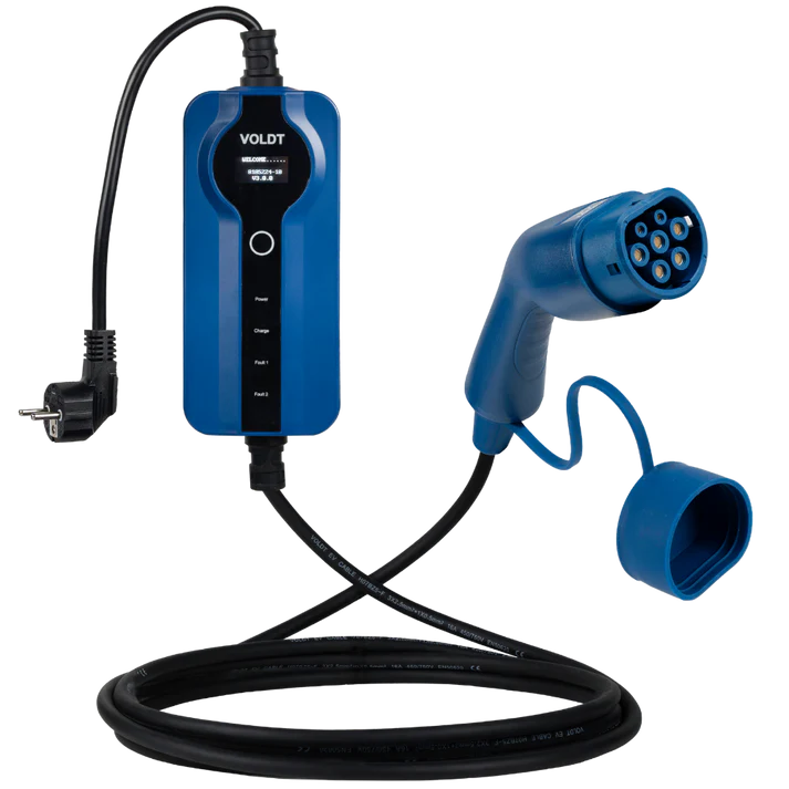 Voldt mobiele thuislader Type 2 met regelbaar vermogen en Schuko-stekker