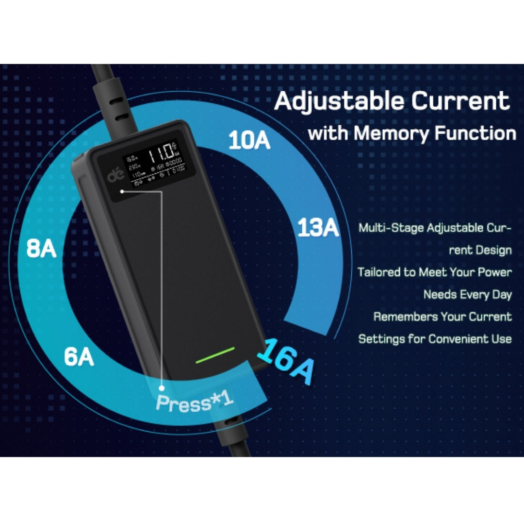 dé® 11kW Mobiele EV Thuislader – Type 2 | 7m–25m | Incl. CEE–Schuko verloop & kabelhouder