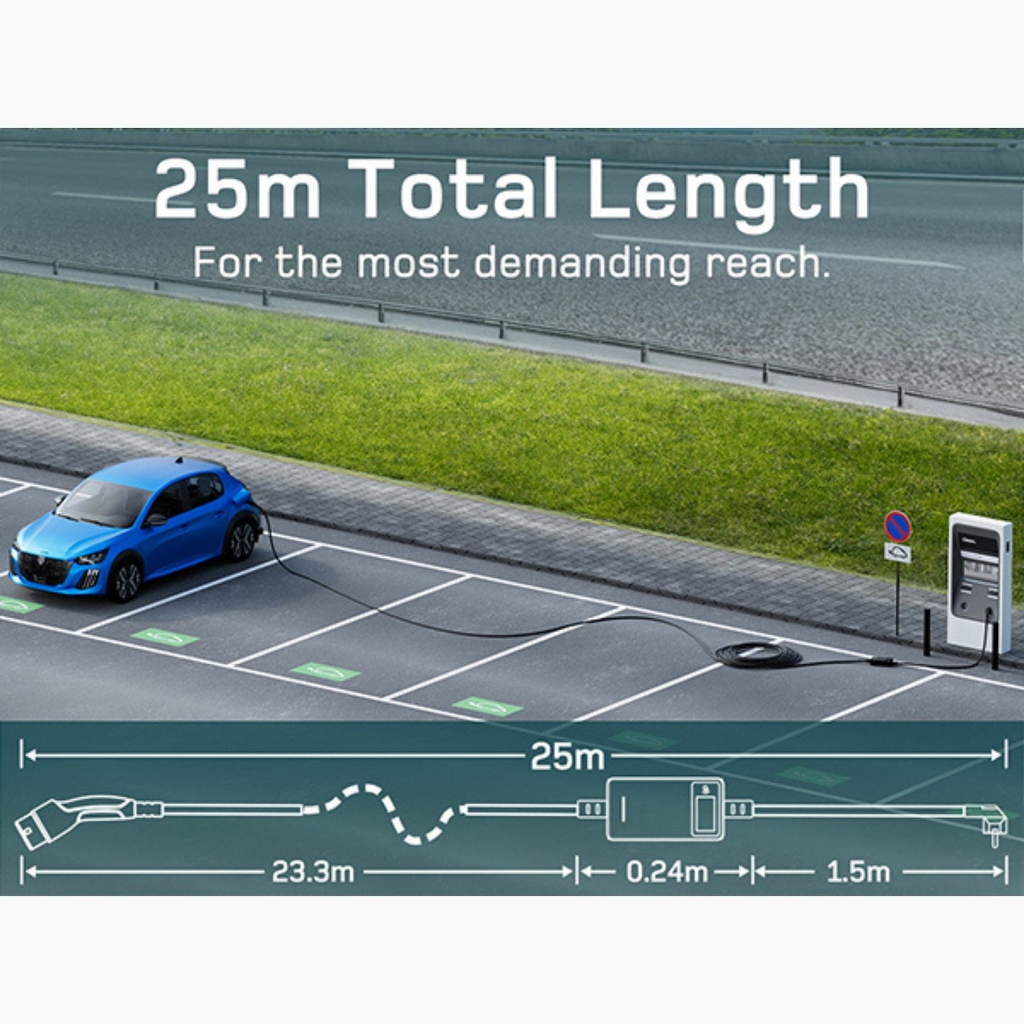 Dé EV Oplader 3.7kW | Schuko | Type 2 | Draagbaar | Instelbaar 6A-16A | 6-25m kabel - BlackCharge 6 meter