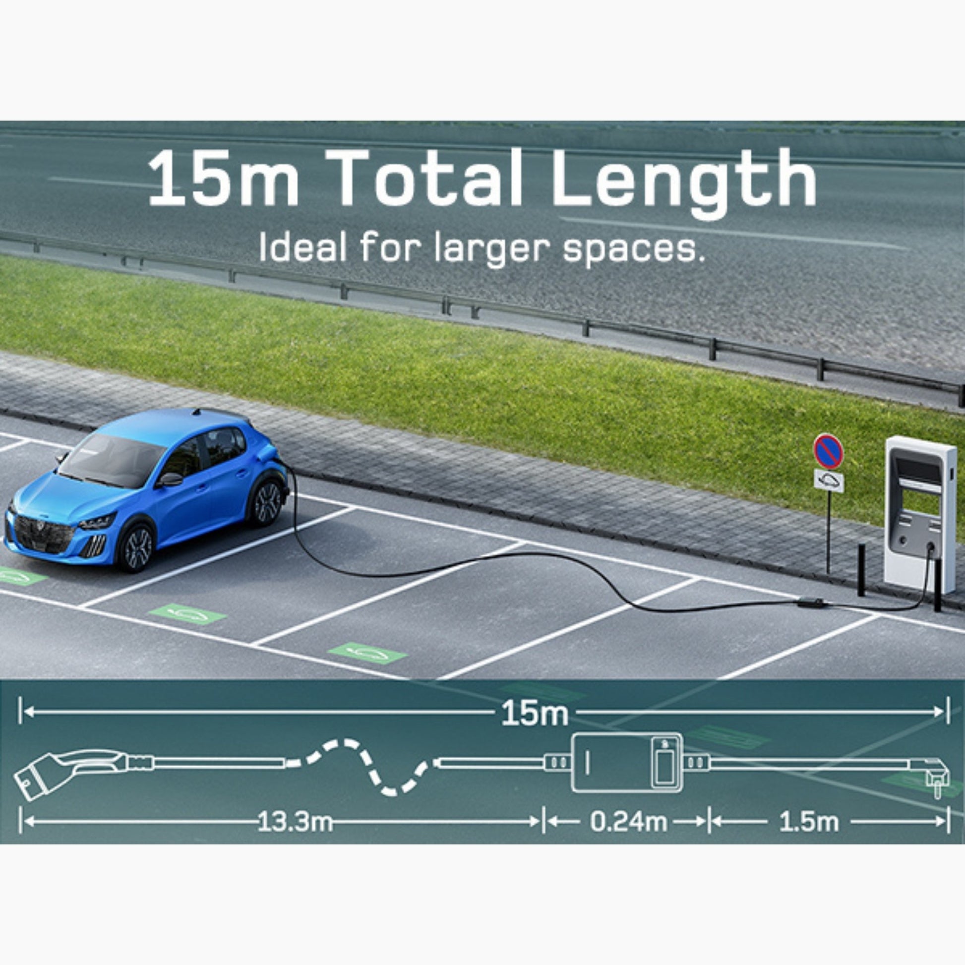 Dé EV Oplader 3.7kW | Schuko | Type 2 | Draagbaar | Instelbaar 6A-16A | 6-25m kabel - BlackCharge 6 meter